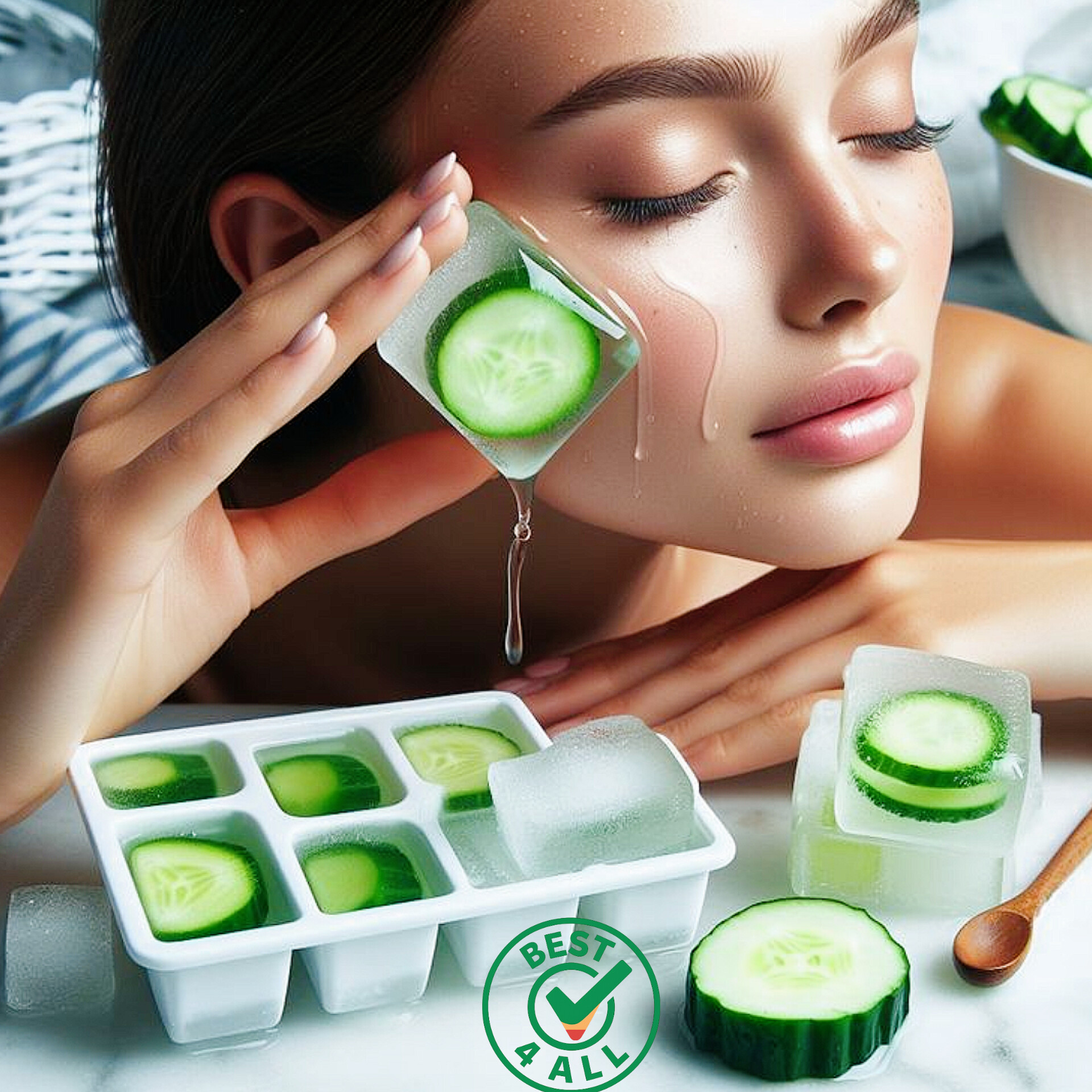 یخ خیار سبز برای کاهش پف و تیرگی دور چشم